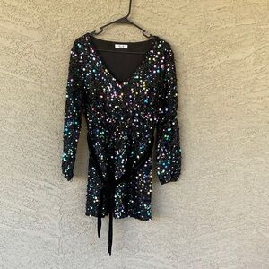 BB Dakota Black Sequin Mini Dress